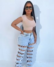 Load image into Gallery viewer, New street fashion hollow high waist straight pants AY3656
