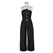 Load image into Gallery viewer, Sexy tube top sleeveless metal button wide leg jumpsuit AY3659
