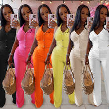 Load image into Gallery viewer, Casual halterneck top and trousers two-piece set
