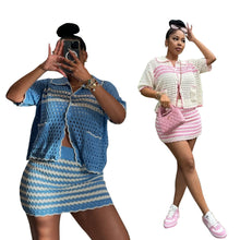 Load image into Gallery viewer, Casual loose fit knitted small suit beach skirt suit AY3660
