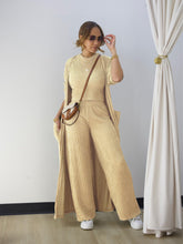 Load image into Gallery viewer, Fashion long sleeved jacket sleeveless vest wide leg pants three piece set AY3606
