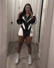 Load image into Gallery viewer, Casual contrast color long-sleeved jacket and short skirt suit AY3662
