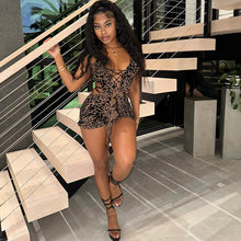 Load image into Gallery viewer, Printed low-cut hollow-out bodysuit
