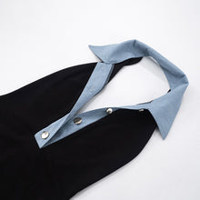 Load image into Gallery viewer, Denim contrast color slim summer women&#39;s jumpsuit shorts
