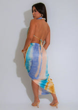 Load image into Gallery viewer, Sexy high slit printed satin dress

