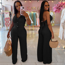 Load image into Gallery viewer, Casual halterneck top and trousers two-piece set
