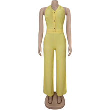 Load image into Gallery viewer, Casual halterneck top and trousers two-piece set
