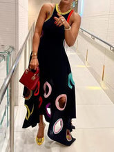 Load image into Gallery viewer, Printed hollow long round neck dress AY3663
