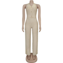 Load image into Gallery viewer, Casual halterneck top and trousers two-piece set
