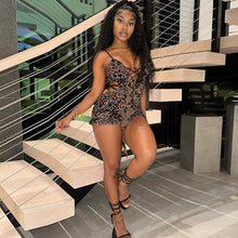 Load image into Gallery viewer, Printed low-cut hollow-out bodysuit
