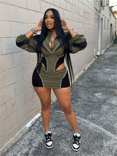 Load image into Gallery viewer, Casual contrast color long-sleeved jacket and short skirt suit AY3662
