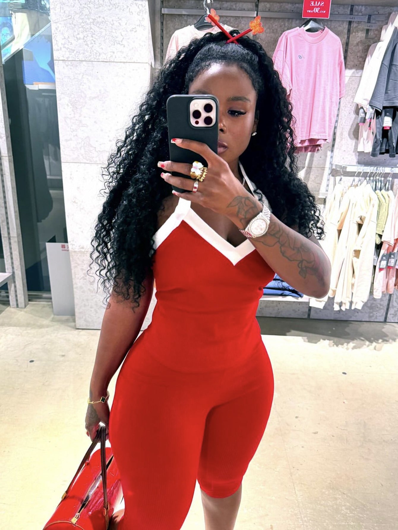 Fashion contrasting two-piece set AY3649