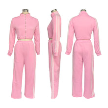 Load image into Gallery viewer, Fashion zipper striped two-piece set AY3609
