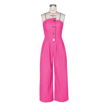 Load image into Gallery viewer, Sexy tube top sleeveless metal button wide leg jumpsuit AY3659
