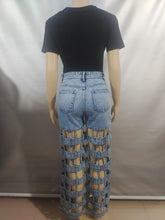 Load image into Gallery viewer, New street fashion hollow high waist straight pants AY3656
