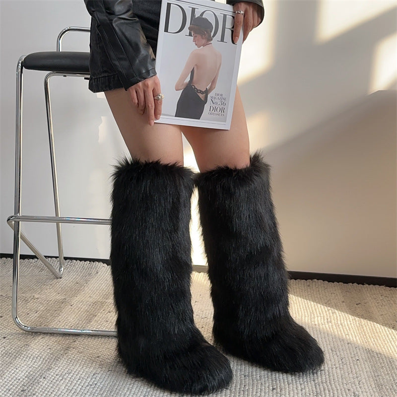 Fur high boots knee high snow boots HPSD326