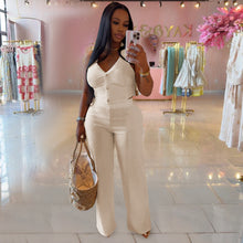 Load image into Gallery viewer, Casual halterneck top and trousers two-piece set
