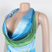 Load image into Gallery viewer, Sexy high slit printed satin dress
