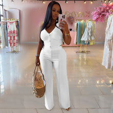 Load image into Gallery viewer, Casual halterneck top and trousers two-piece set
