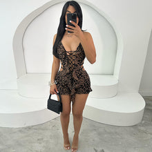 Load image into Gallery viewer, Printed low-cut hollow-out bodysuit
