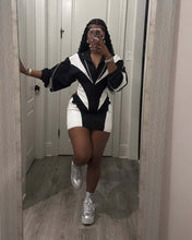 Load image into Gallery viewer, Casual contrast color long-sleeved jacket and short skirt suit AY3662
