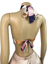 Load image into Gallery viewer, Halterneck high-neck, printed strappy top, satin shorts, two-piece suit AY3668
