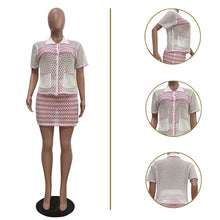 Load image into Gallery viewer, Casual loose fit knitted small suit beach skirt suit AY3660
