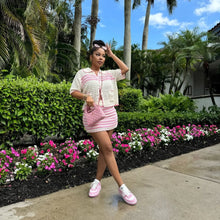 Load image into Gallery viewer, Casual loose fit knitted small suit beach skirt suit AY3660
