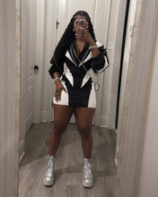 Load image into Gallery viewer, Casual contrast color long-sleeved jacket and short skirt suit AY3662
