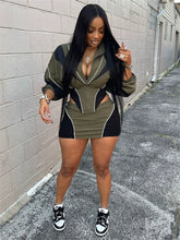 Load image into Gallery viewer, Casual contrast color long-sleeved jacket and short skirt suit AY3662
