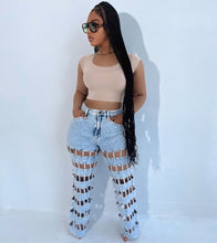 Load image into Gallery viewer, New street fashion hollow high waist straight pants AY3656

