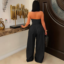 Load image into Gallery viewer, Sexy tube top sleeveless metal button wide leg jumpsuit AY3659
