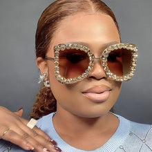 Load image into Gallery viewer, Diamond-encrusted fashion large frame sunglasses AE4148
