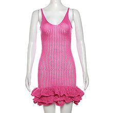 Load image into Gallery viewer, Sexy hollow out wooden ear edge knitted dress AY3481
