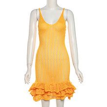 Load image into Gallery viewer, Sexy hollow out wooden ear edge knitted dress AY3481
