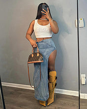 Load image into Gallery viewer, Sexy high-slit stretch denim skirt AY3491

