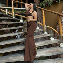Load image into Gallery viewer, Solid color temperament slim long skirt set AY3489
