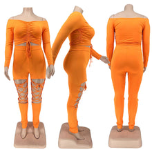 Load image into Gallery viewer, Sexy solid color strapless drawstring two-piece set（AY2296）
