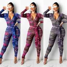 Load image into Gallery viewer, Printed net yarn jumpsuit AY1215
