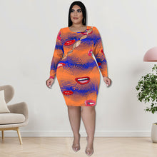 Load image into Gallery viewer, Sexy color lip print cutout dress（AY2504）
