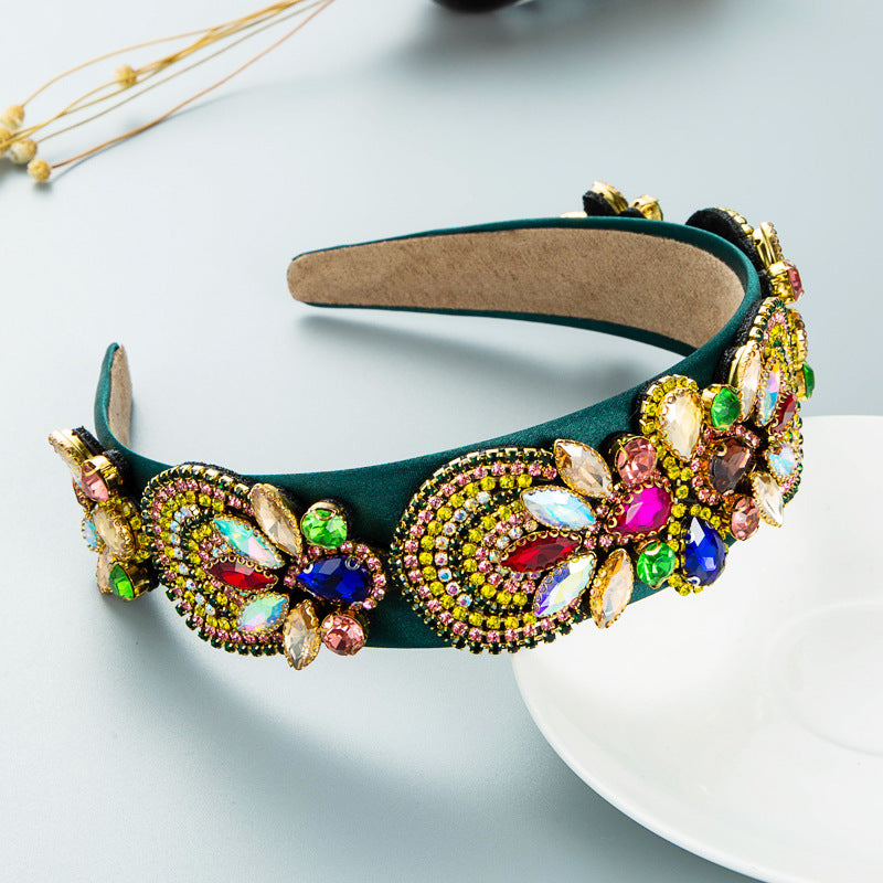 Baroque fashion color water drill headband（AE4059）