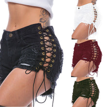 Load image into Gallery viewer, Ripped side eyelet denim shorts AY1135
