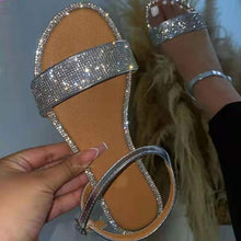 Load image into Gallery viewer, Rhinestone flat slippers
