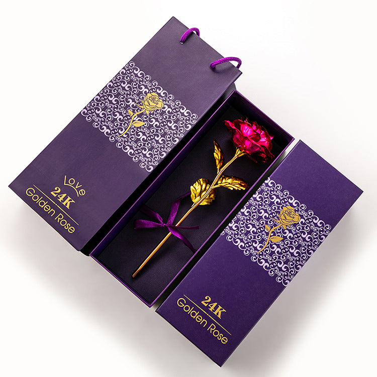 Valentine's Day Imitation Gold Foil Rose Gift Box