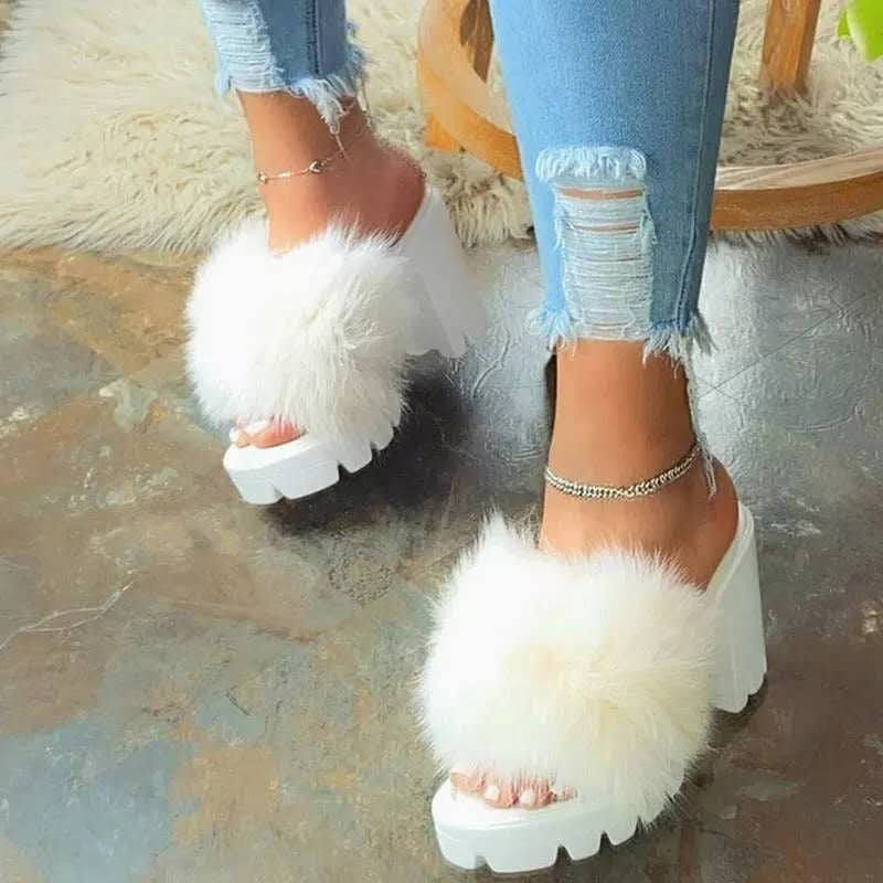 Hot selling plush high heels