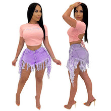 Load image into Gallery viewer, High elastic fringed denim shorts AY1134
