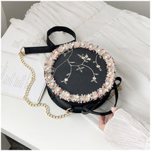 Load image into Gallery viewer, Lace flower chain shoulder small round bag AB2030
