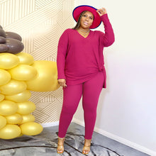 Load image into Gallery viewer, Fashion Solid Color V-Neck Casual Two Piece Set（AY2305）
