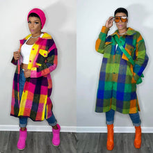 Load image into Gallery viewer, Fashion print plaid long coat（AY2346）
