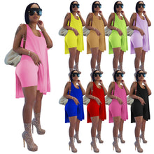 Load image into Gallery viewer, New solid color vest shorts suit AY1070
